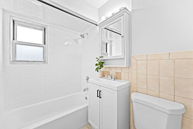 3600 Charles Ct Unit 23, North Bergen, NJ 07047 - full bathroom with tile walls, vanity, and washtub / shower combination
