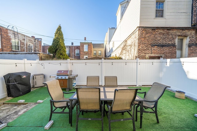 view of patio with area for grilling