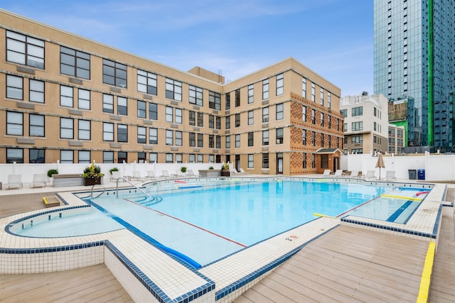 view of pool featuring a patio