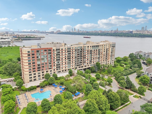 8100 River Rd Unit 1215, North Bergen, NJ 07047 - drone / aerial view of city skyline and a nearby body of water