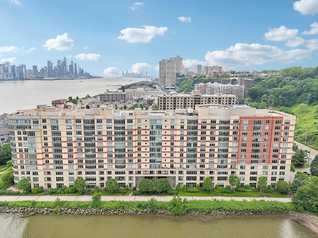 8100 River Rd Unit 1215, North Bergen, NJ 07047 - view of building exterior featuring a view of skyline and a water view
