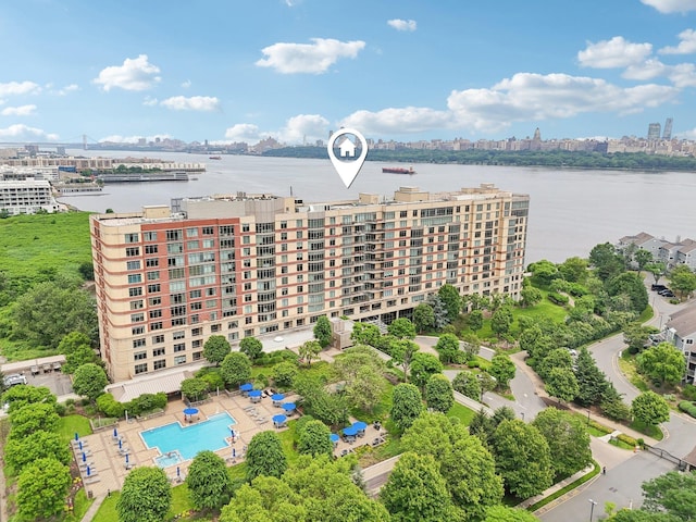 8100 River Rd Unit 1215, North Bergen, NJ 07047 - view of urban area featuring a large body of water and a pool area