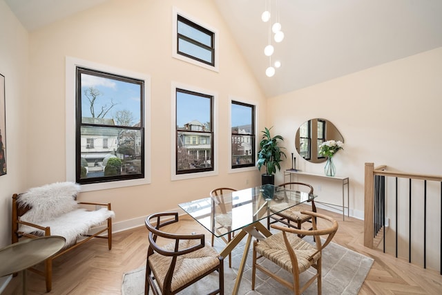 247 Harrison Ave Unit 2, Jersey City, NJ 07304 - dining space with high vaulted ceiling and recessed lighting