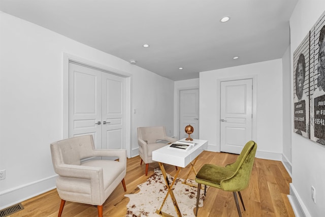 office area featuring light wood-type flooring