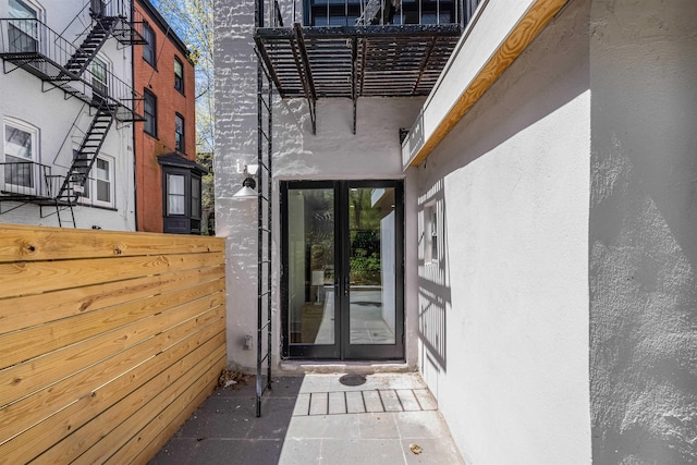 doorway to property featuring french doors