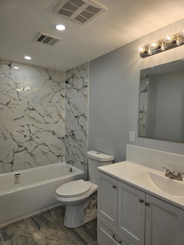 29 48th St, Weehawken, NJ 07086 - bathroom with visible vents, toilet, shower / tub combination, and vanity