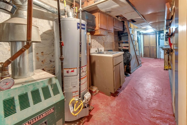 9 E 15th St, Bayonne, NJ 07002 - unfinished basement with water heater and a sink