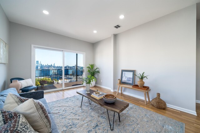 living room featuring hardwood / wood-style flooring