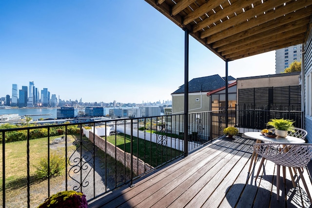 balcony with a water view