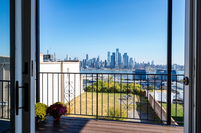 balcony with a water view