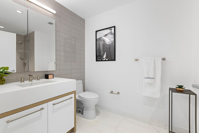 75 Park Ln S Unit 3402, Jersey City, NJ 07310 - bathroom featuring tile walls, vanity, tile patterned flooring, and a shower