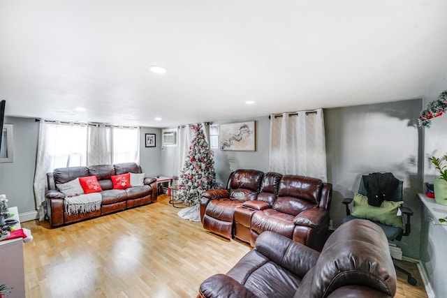 living room featuring light wood-type flooring