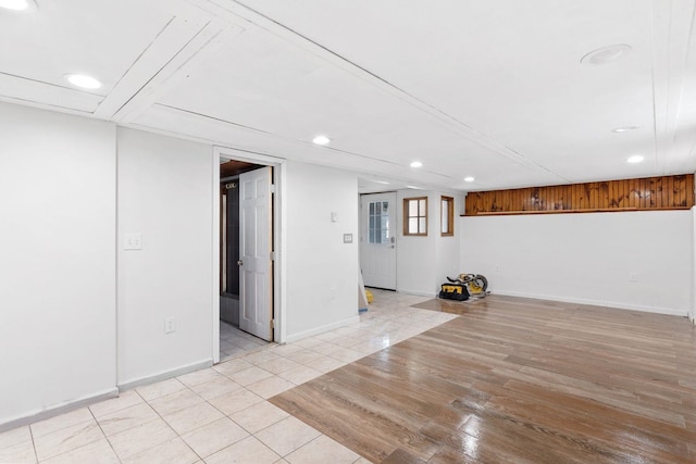 82 E 24th St, Bayonne, NJ 07002 - basement featuring recessed lighting, baseboards, and light wood-style flooring