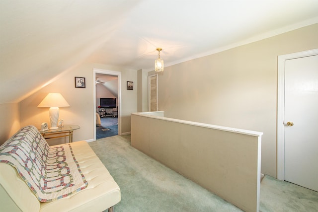 20 Bryant Ave, Bloomfield, NJ 07003 - corridor featuring light colored carpet, an upstairs landing, and lofted ceiling