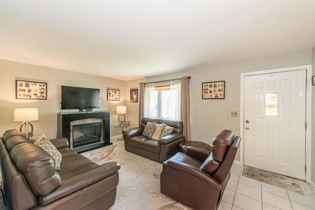 20 Bryant Ave, Bloomfield, NJ 07003 - living room featuring a glass covered fireplace and light tile patterned flooring