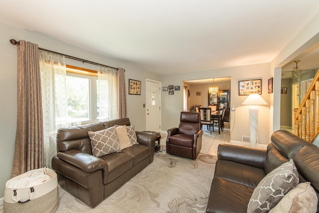 20 Bryant Ave, Bloomfield, NJ 07003 - living room with stairway and a chandelier