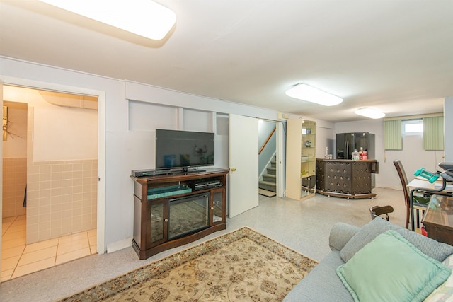 20 Bryant Ave, Bloomfield, NJ 07003 - living area with stairs and tile walls