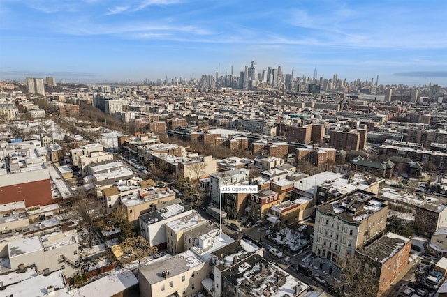 aerial view with a city view