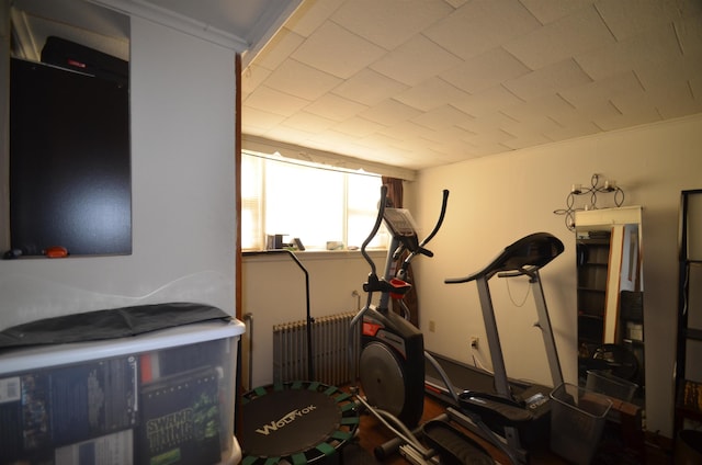 exercise area with crown molding