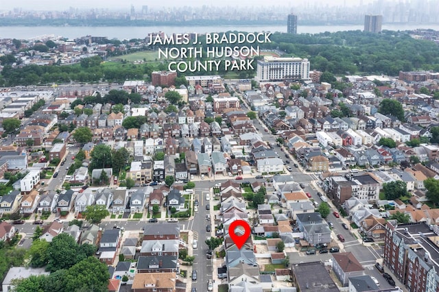 1007 88th St, North Bergen, NJ 07047 - aerial view of property and surrounding area with a nearby body of water