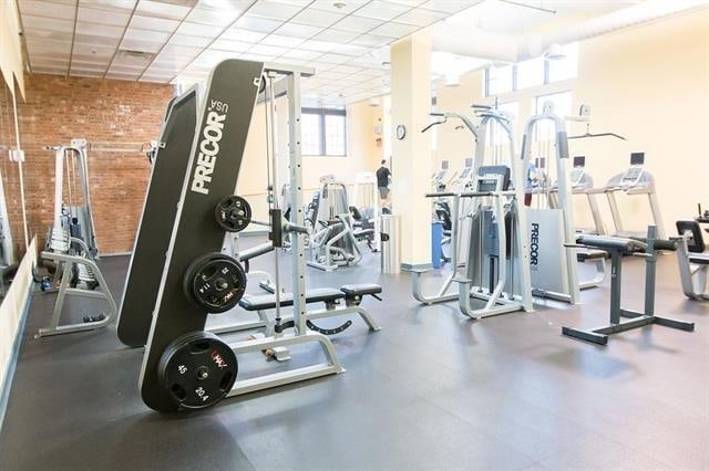 341 Monmouth St Unit 308D, Jersey City, NJ 07302 - workout area featuring a paneled ceiling