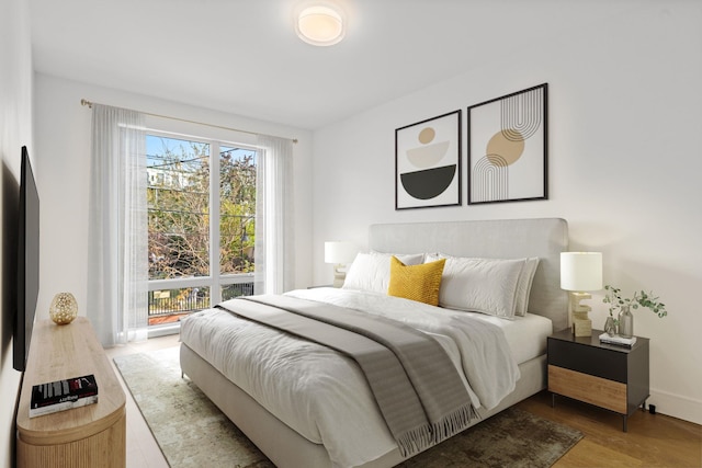 bedroom featuring light hardwood / wood-style flooring