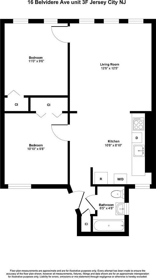 16 Belvidere Ave Unit 3F, Jersey City, NJ 07304 - floor plan / room layout