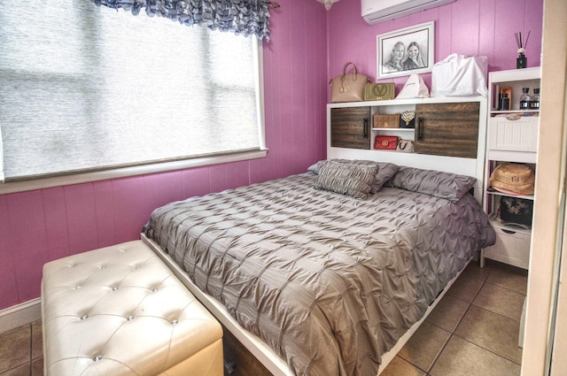 1404 81st St, North Bergen, NJ 07047 - tiled bedroom featuring a wall mounted air conditioner