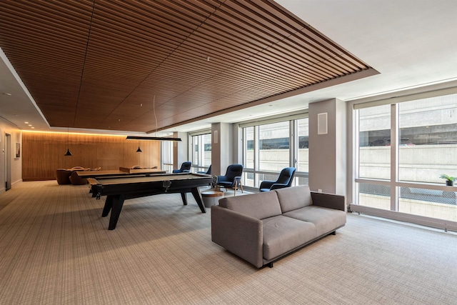 2 Shore Ln Unit 410, Jersey City, NJ 07310 - rec room with carpet, billiards table, and wood walls
