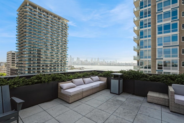2 Shore Ln Unit 410, Jersey City, NJ 07310 - view of patio / terrace featuring a skyline view