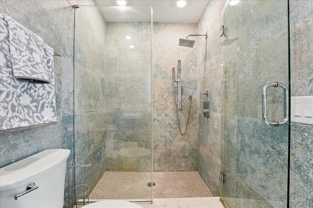 41 Graham St Unit 2, Jersey City, NJ 07307 - full bathroom with toilet, a shower stall, and recessed lighting