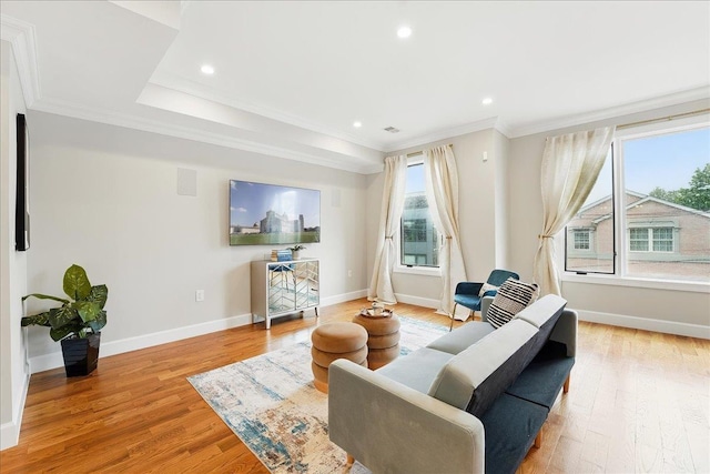 41 Graham St Unit 2, Jersey City, NJ 07307 - living area featuring light wood-style flooring, ornamental molding, baseboards, and recessed lighting