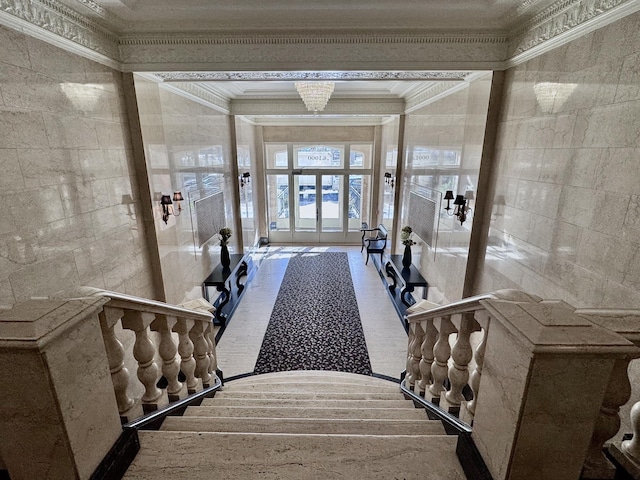 interior space featuring crown molding