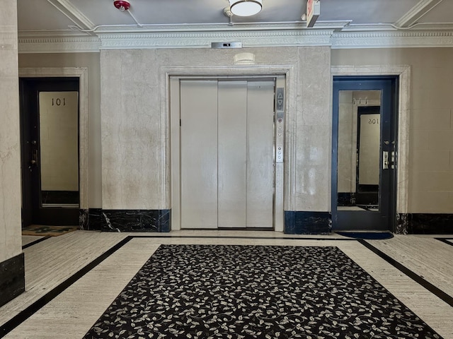 interior space featuring elevator