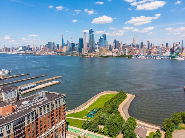 property view of water with a view of city