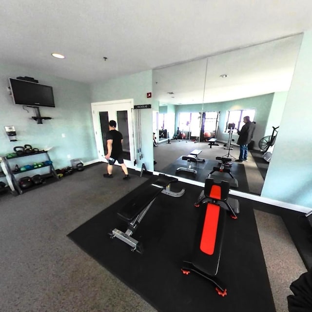 172 Culver Ave Unit 301, Jersey City, NJ 07305 - exercise room featuring carpet, recessed lighting, and baseboards
