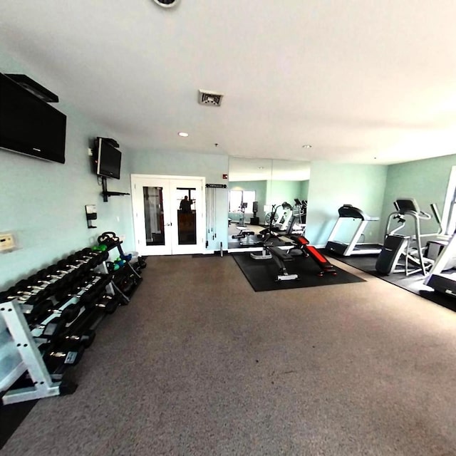 172 Culver Ave Unit 301, Jersey City, NJ 07305 - exercise room with french doors and recessed lighting