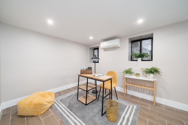 home office with a wall unit AC