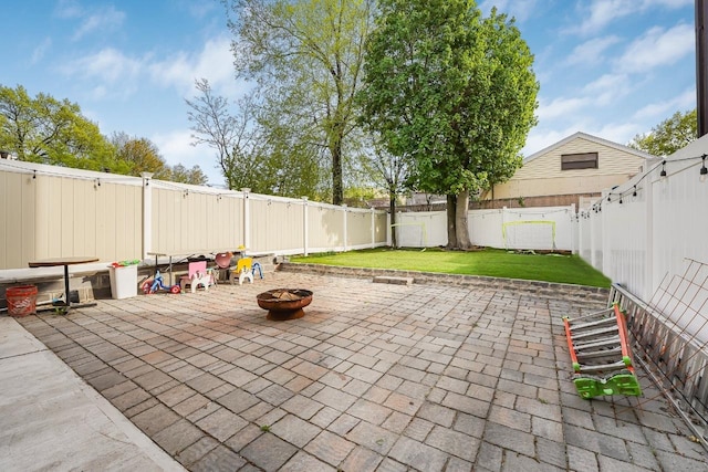 1527 38th St, North Bergen, NJ 07047 - view of patio with a fire pit