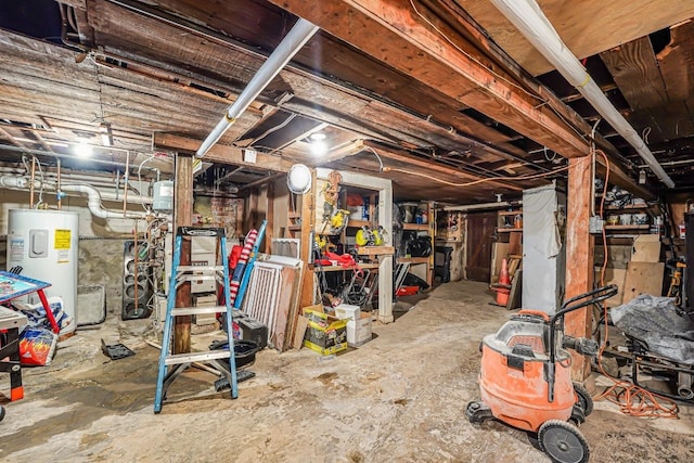 1527 38th St, North Bergen, NJ 07047 - unfinished basement featuring electric water heater