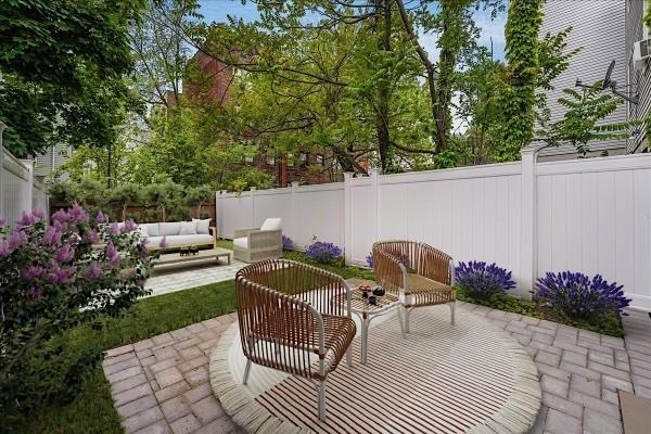 view of patio / terrace with a fenced backyard and outdoor lounge area