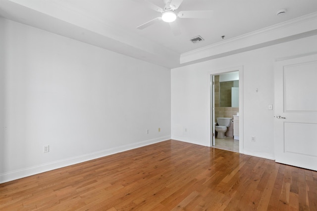 413 Madison St Unit 4, Hoboken, NJ 07030 - unfurnished bedroom featuring crown molding, wood finished floors, ensuite bathroom, and ceiling fan