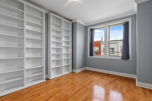 413 Madison St Unit 4, Hoboken, NJ 07030 - empty room featuring crown molding, light wood-style flooring, and a ceiling fan