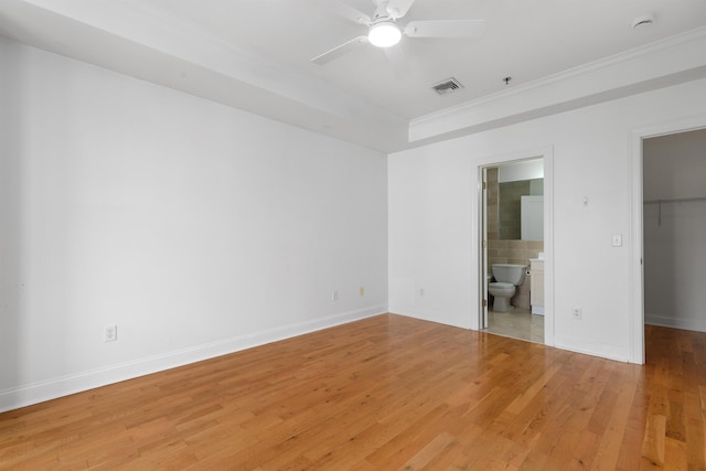 413 Madison St Unit 4, Hoboken, NJ 07030 - unfurnished bedroom with ornamental molding, a walk in closet, light wood-style flooring, a closet, and connected bathroom