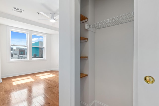 413 Madison St Unit 4, Hoboken, NJ 07030 - spacious closet with ceiling fan and wood finished floors