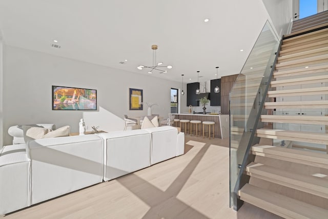 living room featuring light hardwood / wood-style floors