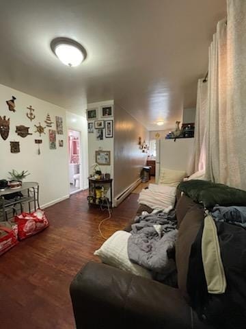 living room featuring dark hardwood / wood-style flooring