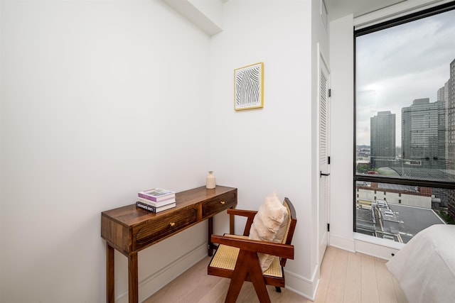 interior space with baseboards and wood finished floors