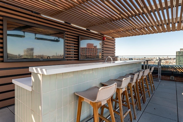 exterior space with a view of city and outdoor dry bar