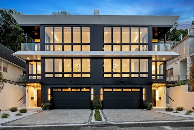 contemporary house featuring a garage